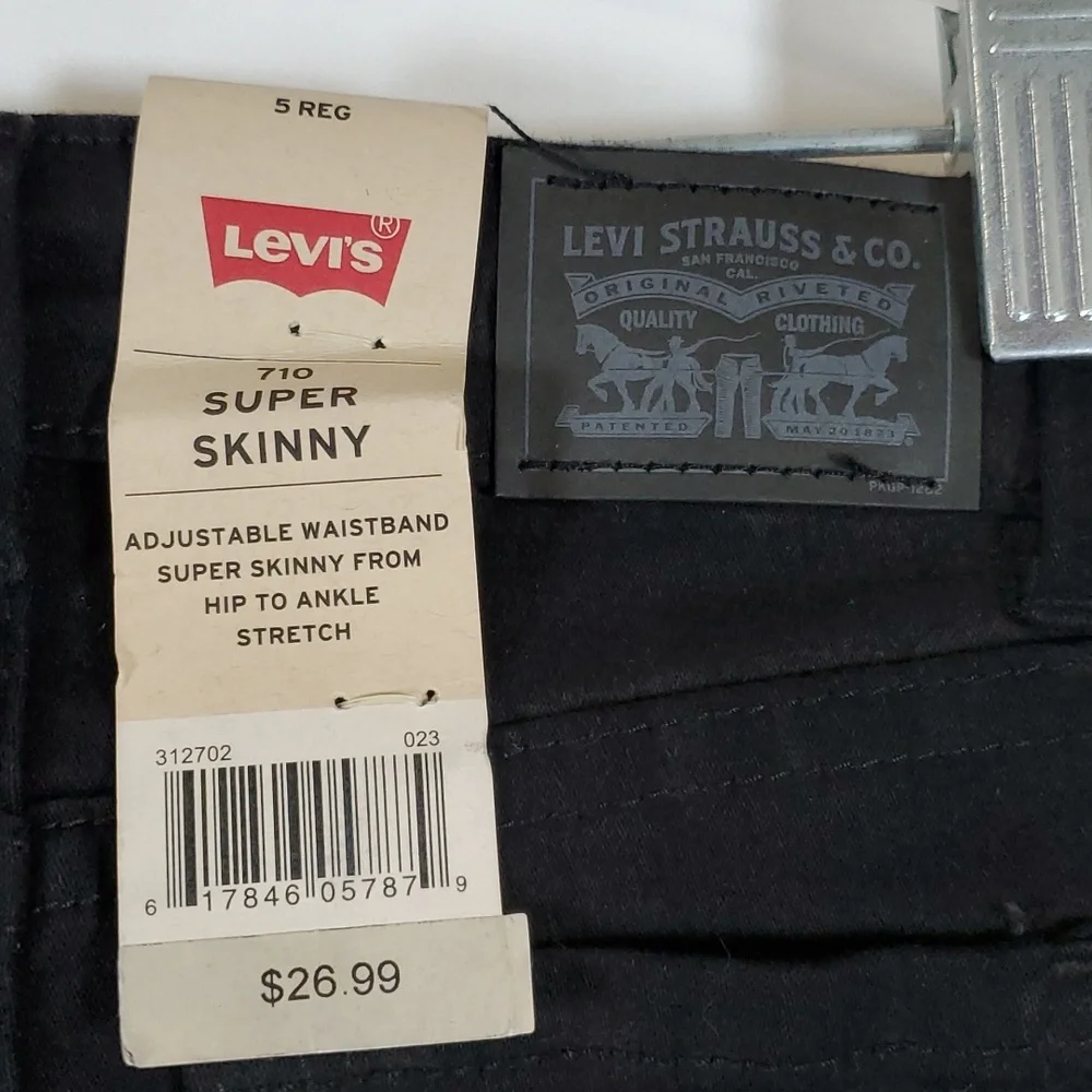 Levi's Girls' 710 Super Skinny Fit Jeans ~ 5 Reg ~ Black - Picture 6 of 8
